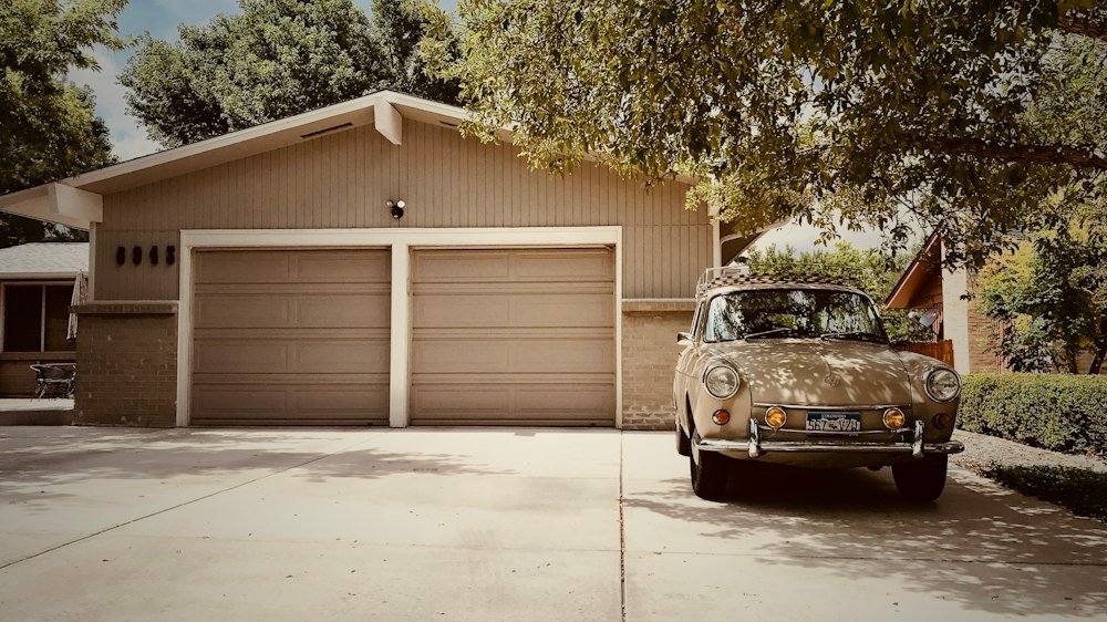 Home with twin residential garage doors